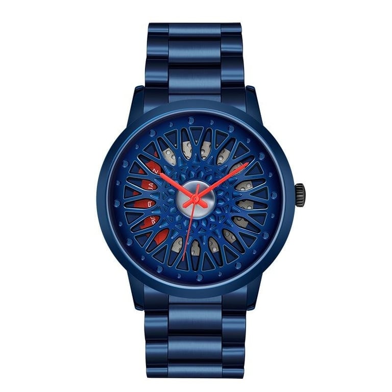 Hollowed-Out Wheel Watch Waterproof Steel Band Business Style Teenagers thumbnail 1