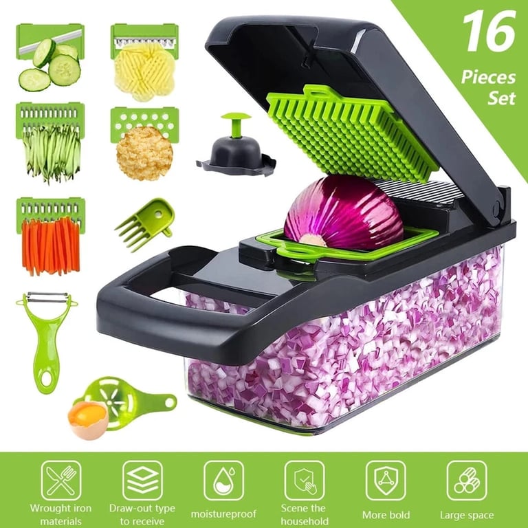 16-in-1 Vegetable Chopper Mandolin Slicer | Food Dicer Peeler Cutter thumbnail 16