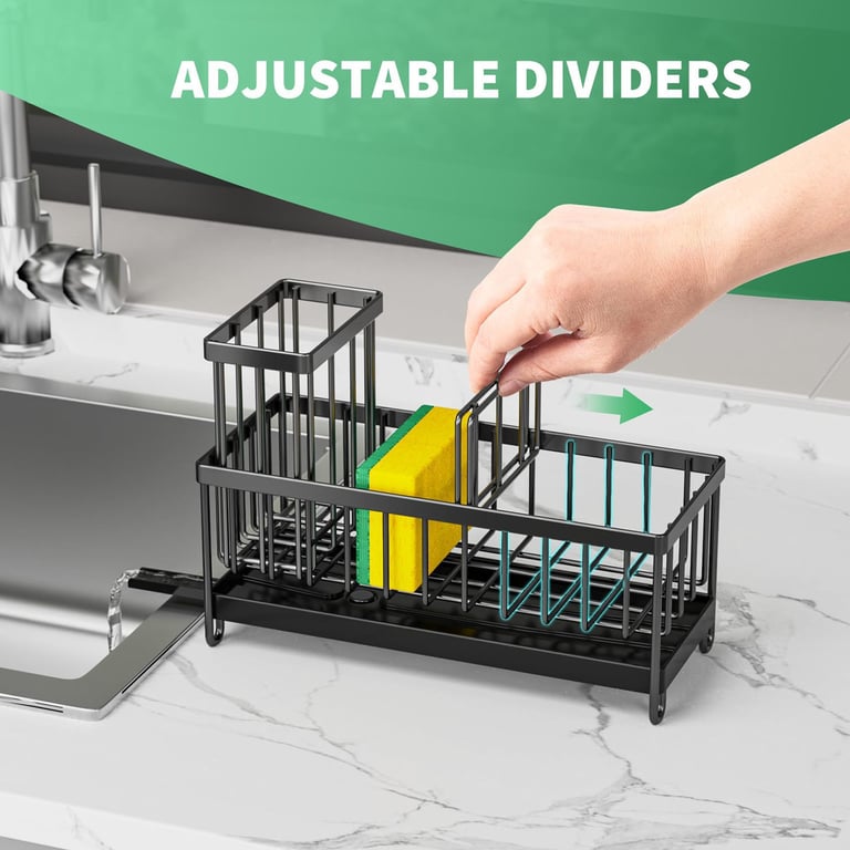 Kitchen Sink Rack Sponge Holder Soap Dish Drain Storage Organizer Brush Holder thumbnail 10