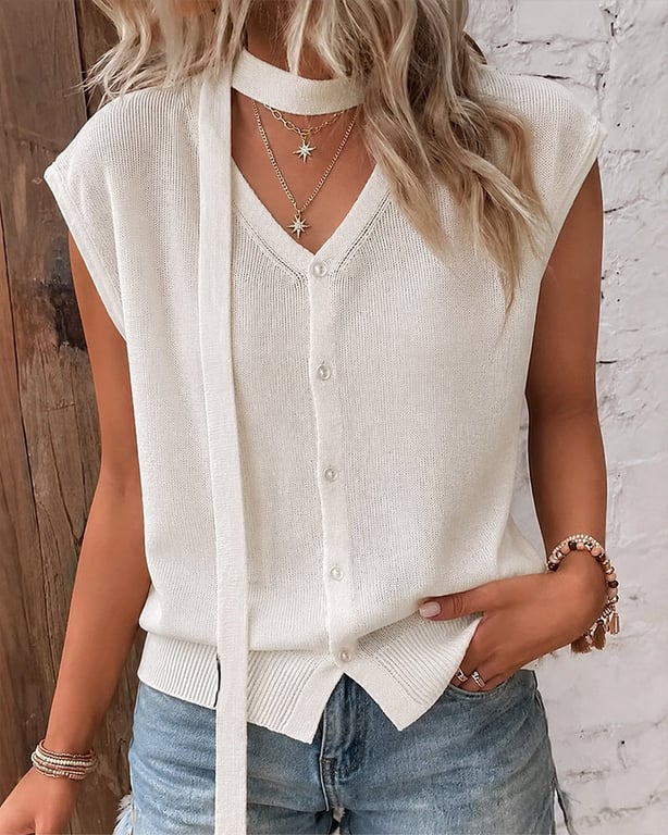 V-Neck Ribbed Ice-Silk Knit Cardigan for Women | Lightweight Breathable thumbnail 4