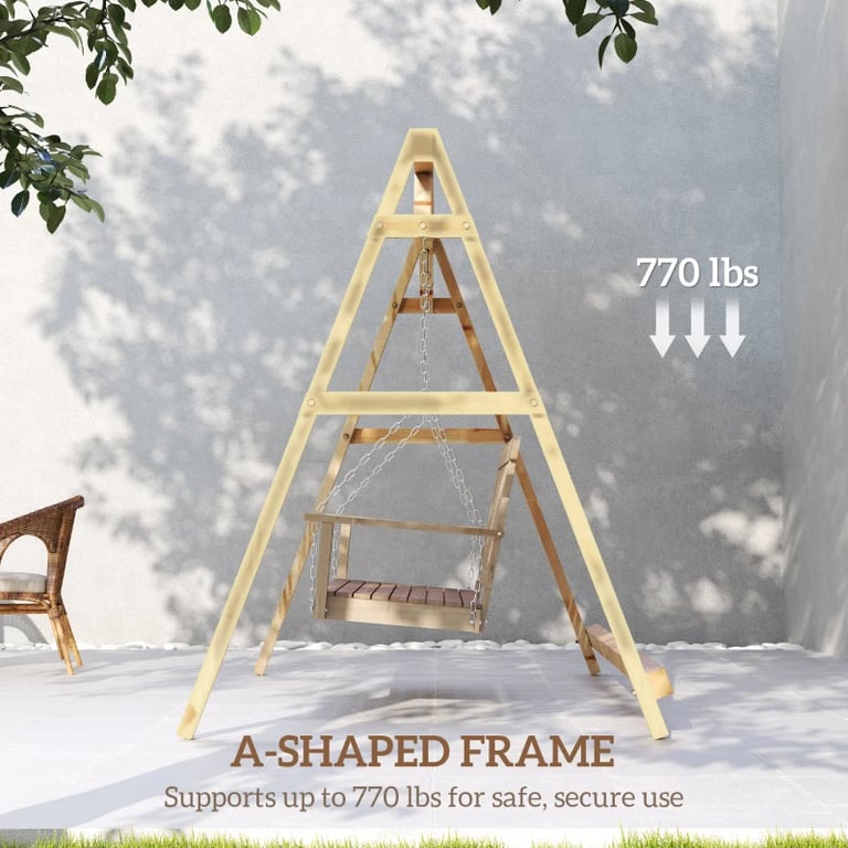 770lbs Heavy Duty A-Frame Porch Swing Stand | Reinforced Wooden Frame thumbnail 6