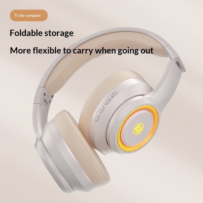 Fashionable On-Ear Bluetooth Wireless Headphones with RGB Lighting thumbnail 12
