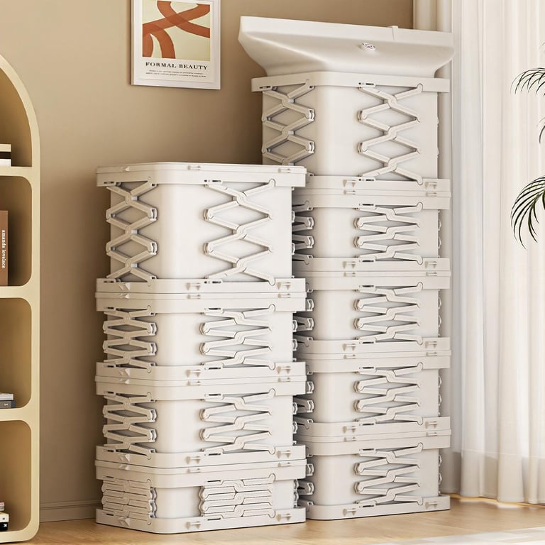 Foldable Plastic Storage Cabinet No Installation | Multi-Layer Organizer thumbnail 2