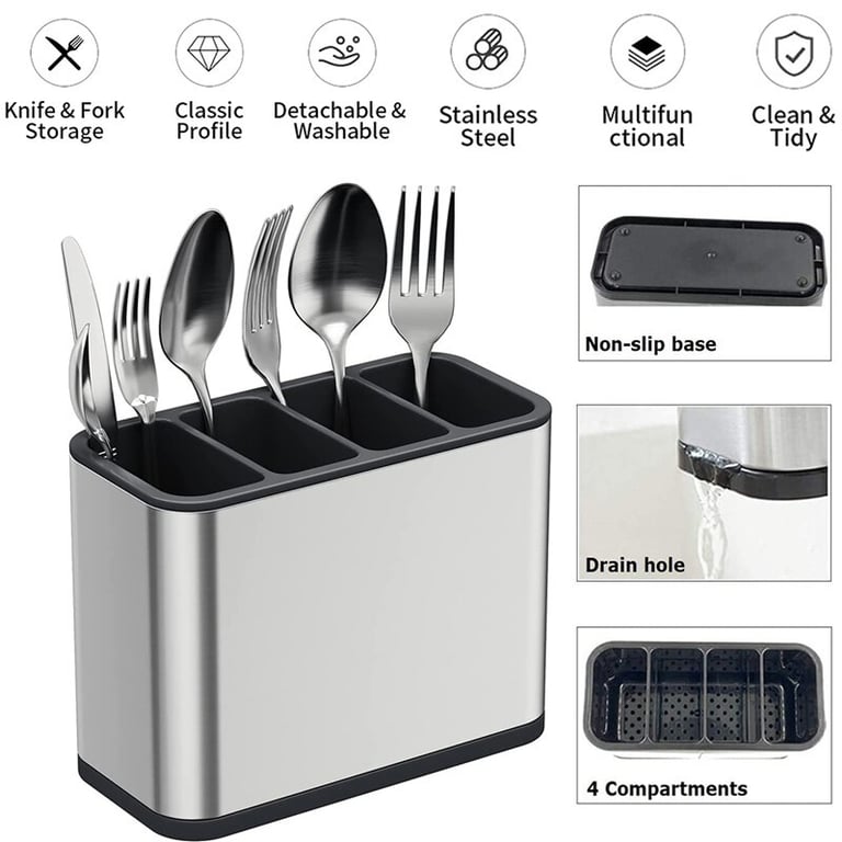 Stainless Steel Kitchen Cutlery Holder | Utensil Storage Organizer thumbnail 7