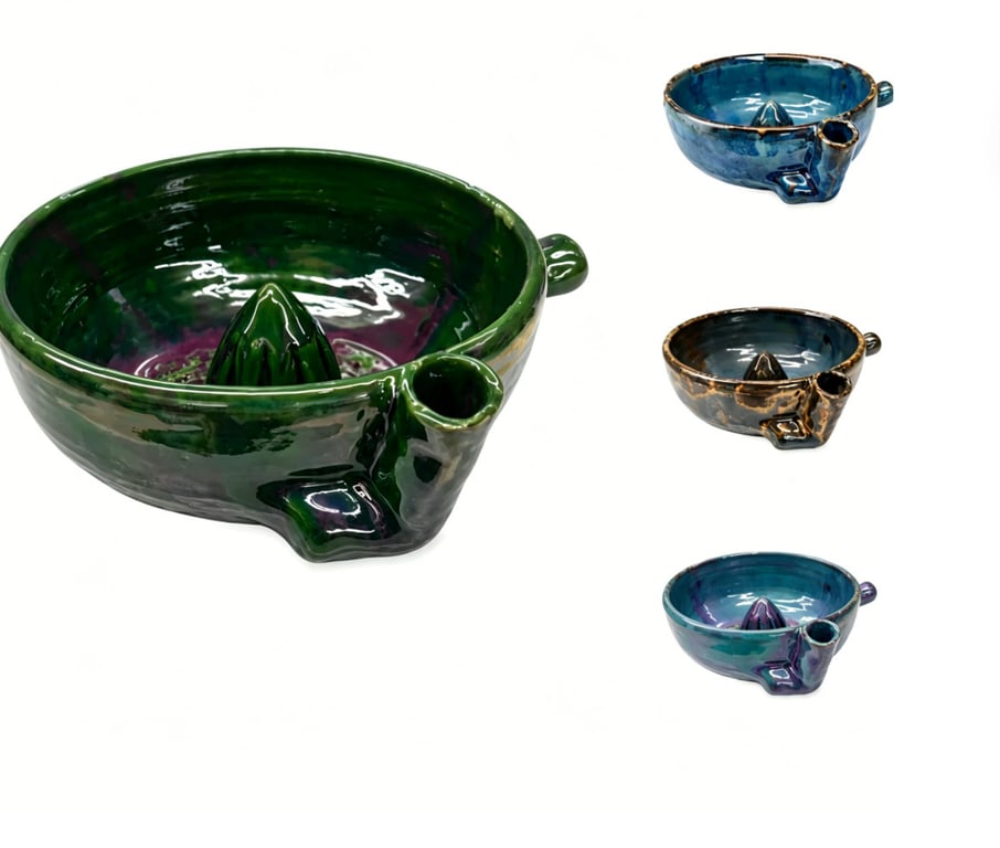 Handmade Ceramic Citrus Juicer Bowl | Artisanal Kitchen Reamer thumbnail 2
