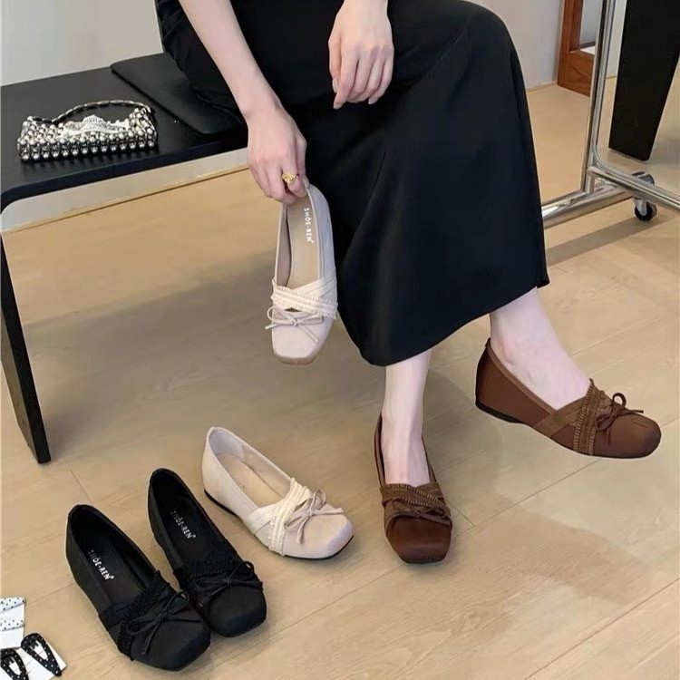Women Vintage Ruffle Ballet Flats with Cross Band Bow | Comfort Daily Wear thumbnail 4