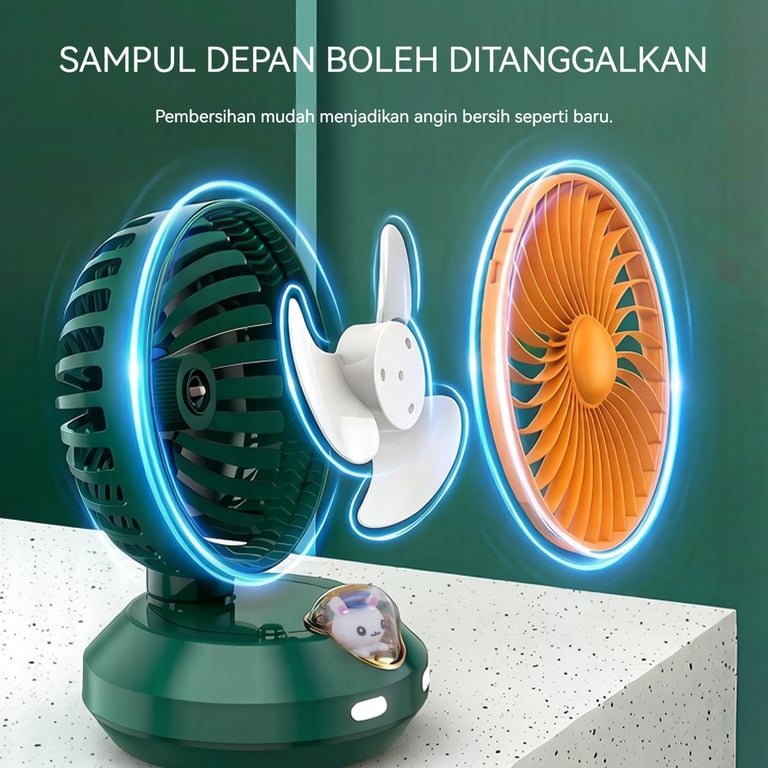 Shaking Head Fan White Li-Ion Rechargeable | Portable Desk Cooling thumbnail 9