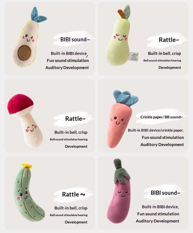 Cartoon Vegetable Fruit Baby Rattle Set | Soft Plush Grasping Toys thumbnail 5
