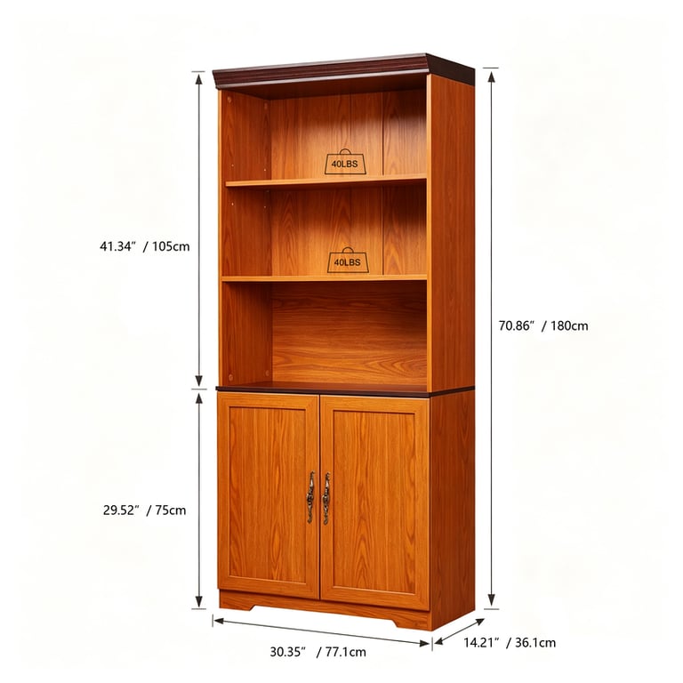 70.86in Tall Storage Cabinet 5-Tier Cube Display with Barn Doors | Home & Kitchen thumbnail 14