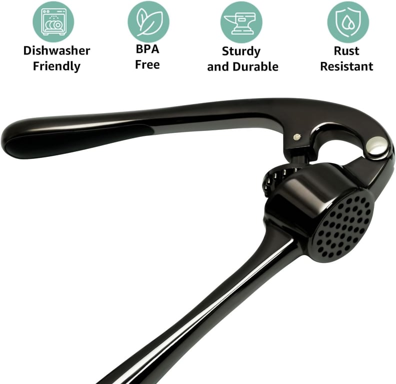 Garlic Press Crusher with Peeler & Cleaning Brush | Zinc Alloy thumbnail 4