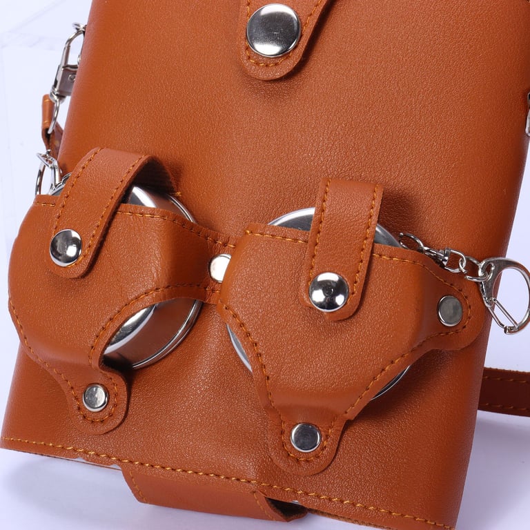 Portable Backpack Flask Sleeve with Telescoping Cups | Leather thumbnail 2