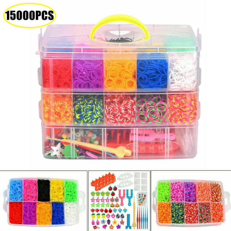 15000Pcs Rubber Loom Bands Kit | DIY Bracelets Storage Container thumbnail 8