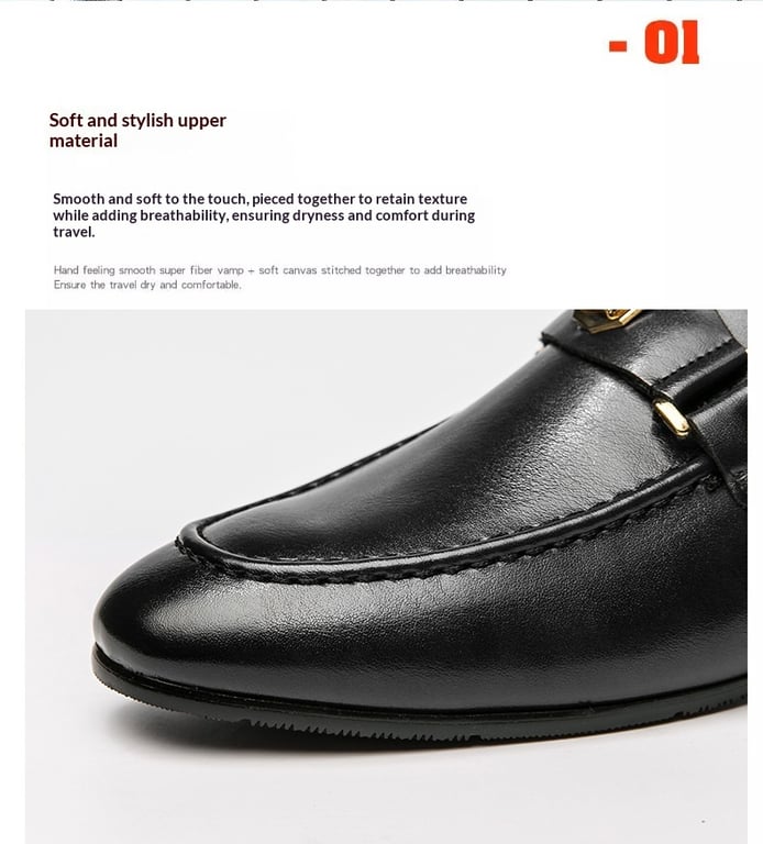 Men's Metal-Buckle Slip-On Loafers | European Style Dress Shoes thumbnail 11