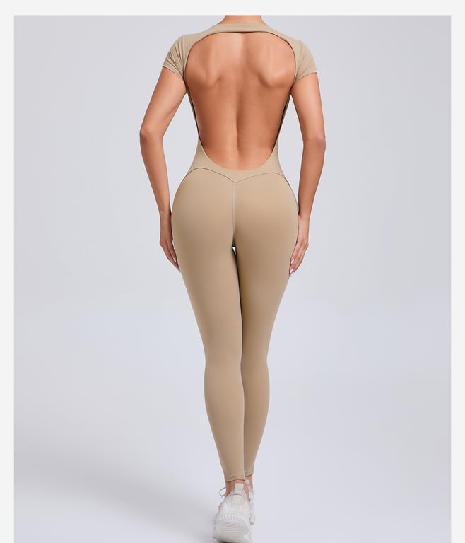 Women's Fashion Solid Color Quick-Drying Yoga Bodysuit | Open Back thumbnail 15