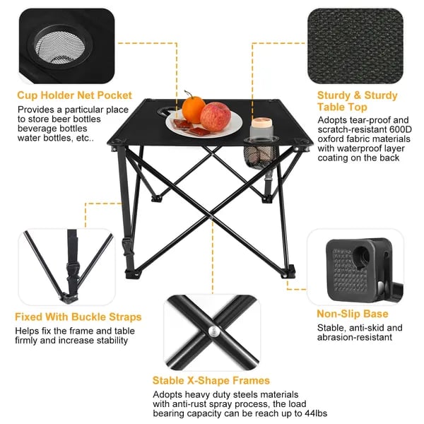 1Pc-2Pcs Options - Foldable Camping Table Portable Picnic Table Lightweight Travel Desk With 2 Cup Holders Carrying Bag thumbnail 16