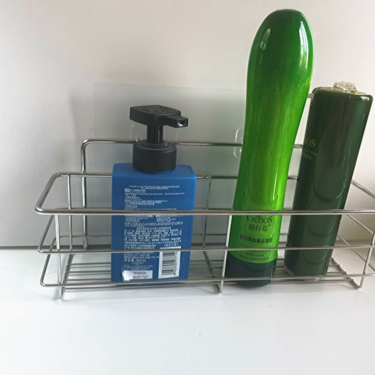 No-Drill Bathroom Shelf Cosmetic Organizer | Adhesive Wall Mount thumbnail 13
