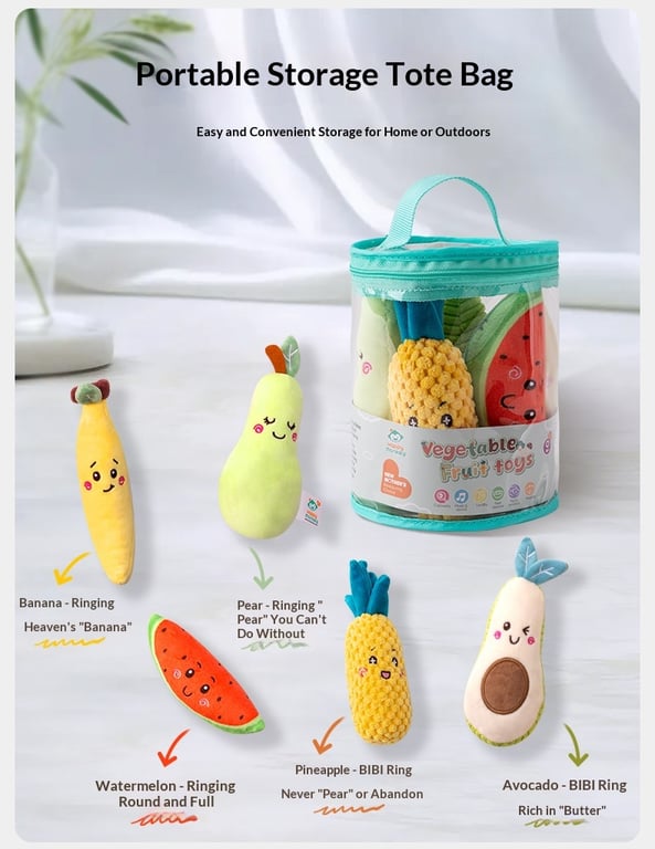 Cartoon Vegetable Fruit Baby Rattle Set | Soft Plush Grasping Toys thumbnail 8