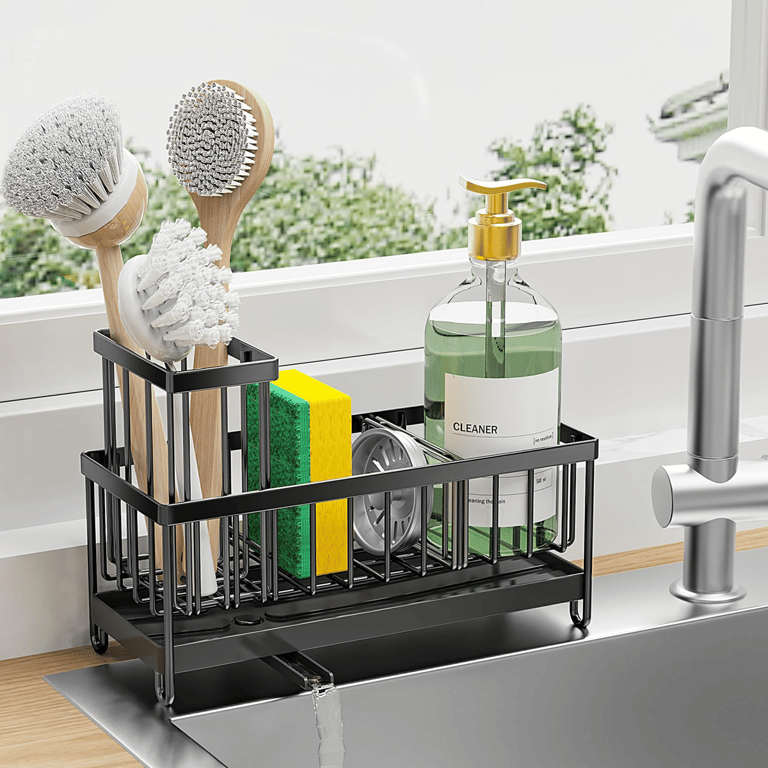 Kitchen Sink Rack Sponge Holder Soap Dish Drain Storage Organizer Brush Holder thumbnail 3