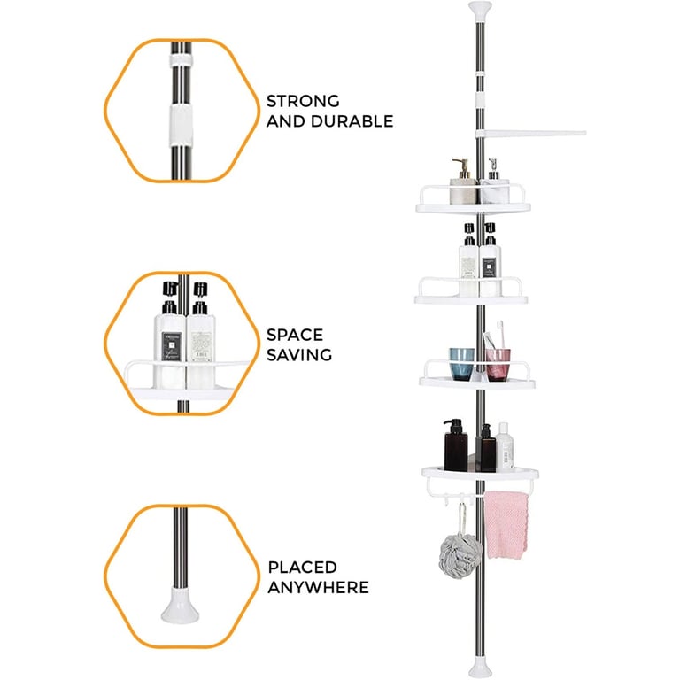 4-Tier Telescopic Bathroom Corner Shelf Rack | Shower Caddy Organizer thumbnail 12