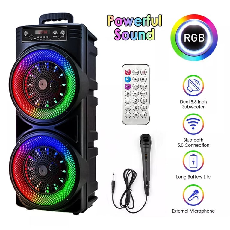 Portable Bluetooth Speaker Subwoofer with Karaoke Mic | Party Bass System thumbnail 16