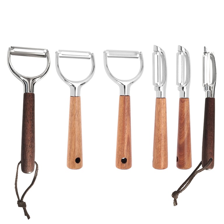 Stainless Steel Acacia Wood Peeler | Y-Shaped & I-Shaped Designs