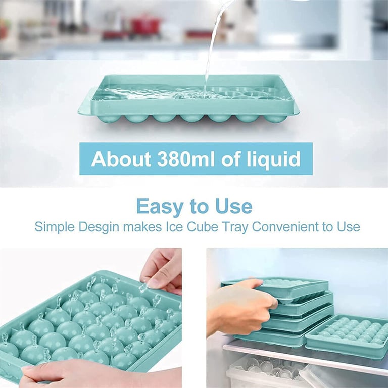 Ice Cube Tray With Lid | 33 Grids Ice Ball Maker Mould Round Easy Release thumbnail 5