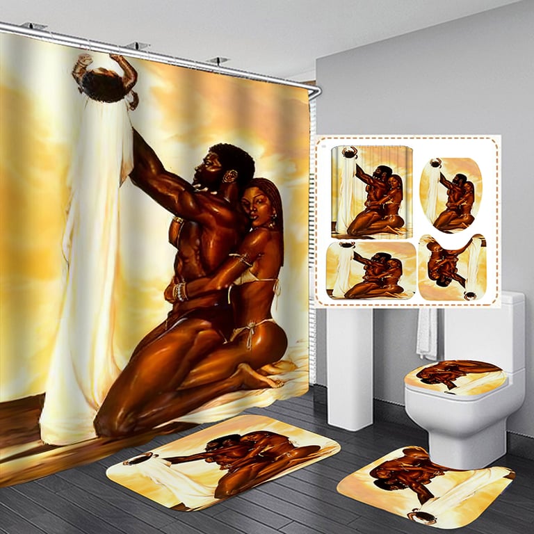 Artistic Shower Curtain 4-Piece Set with Bath Mats | Captain Fam thumbnail 16