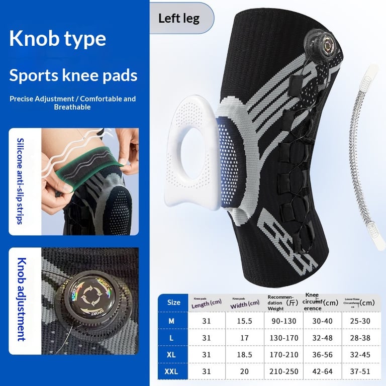 Upgraded Knob-Style Sports Knee Brace Outdoor Running Shock-Absorbing Adjustable Silicone Knee Protector thumbnail 14