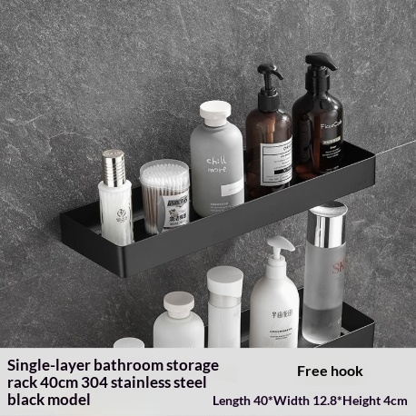 304 Stainless Steel Bathroom Mirror Storage Rack | Modern Shelf thumbnail 16