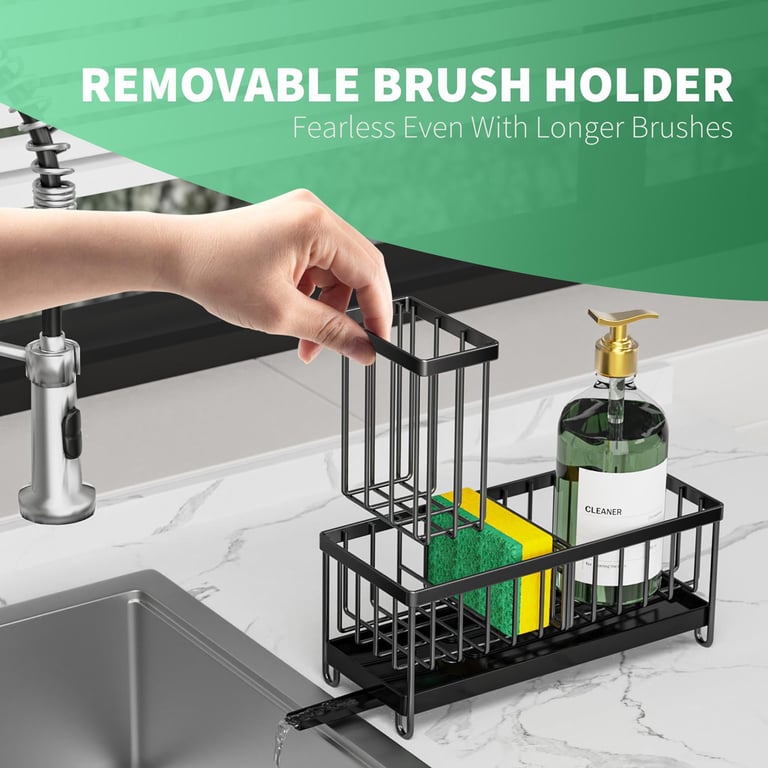 Kitchen Sink Caddy Rack Sponge Holder | Soap Dish Drain Storage thumbnail 11
