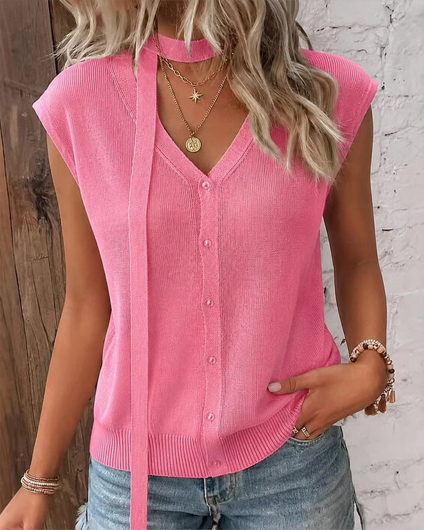 V-Neck Ribbed Ice-Silk Knit Cardigan for Women | Lightweight Breathable thumbnail 13