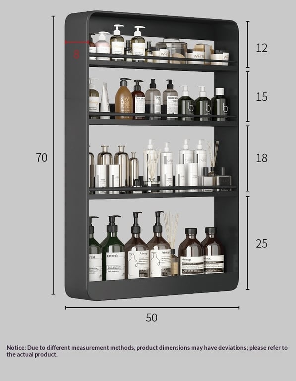 No-Drill Wall-Mounted Bathroom Shelf | Cosmetics Storage Rack Canada thumbnail 9
