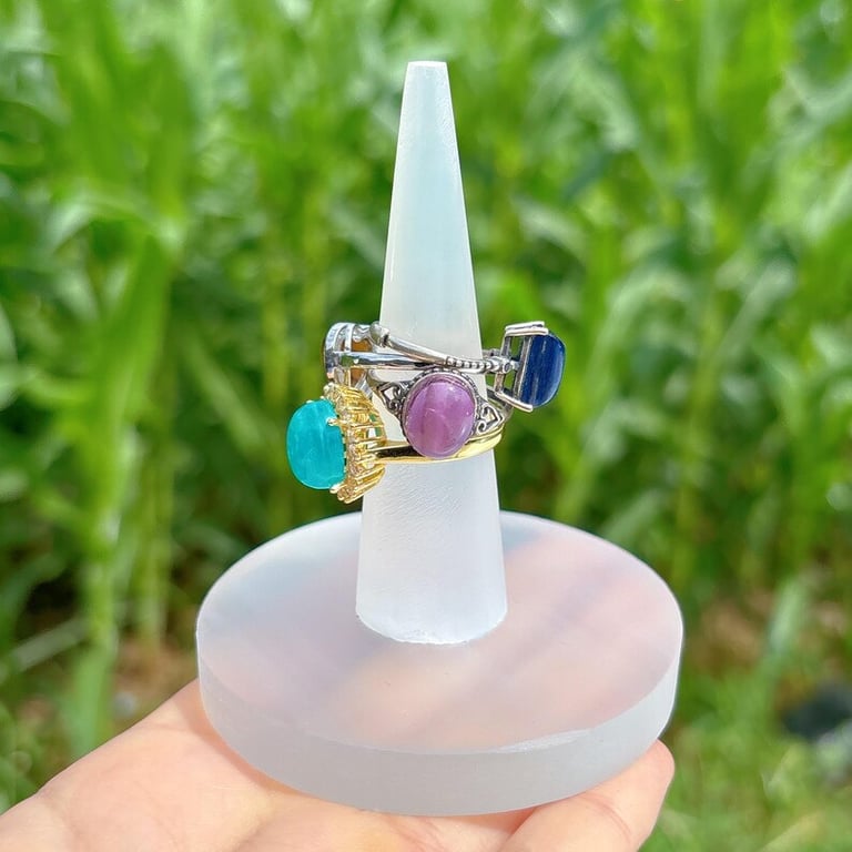 Selenite Ring Holder Storage Tray | Natural Crystal Jewelry Organizer thumbnail 6