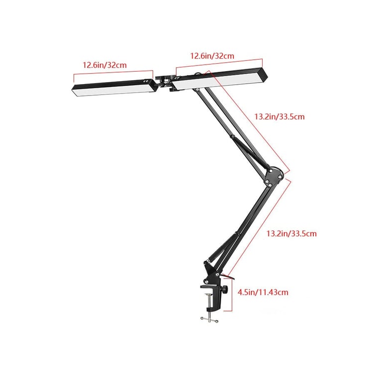 Double-Head LED Desk Lamp with Swing Arm Clamp | Dimmable thumbnail 11