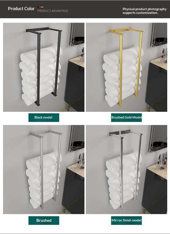 Wall-Mounted Minimalist Towel Storage Rack | Home & Kitchen thumbnail 13