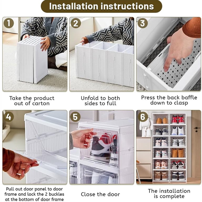 Foldable Shoe Storage Organizer 6-Layer Stackable Sneaker Boxes thumbnail 20