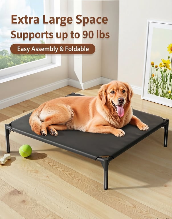 Elevated Foldable Pet Bed | Waterproof, Portable, No Assembly Required thumbnail 2