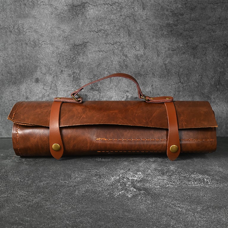 Portable Two-Tier Microfiber Leather Knife Storage Bag | Home & Kitchen thumbnail 1