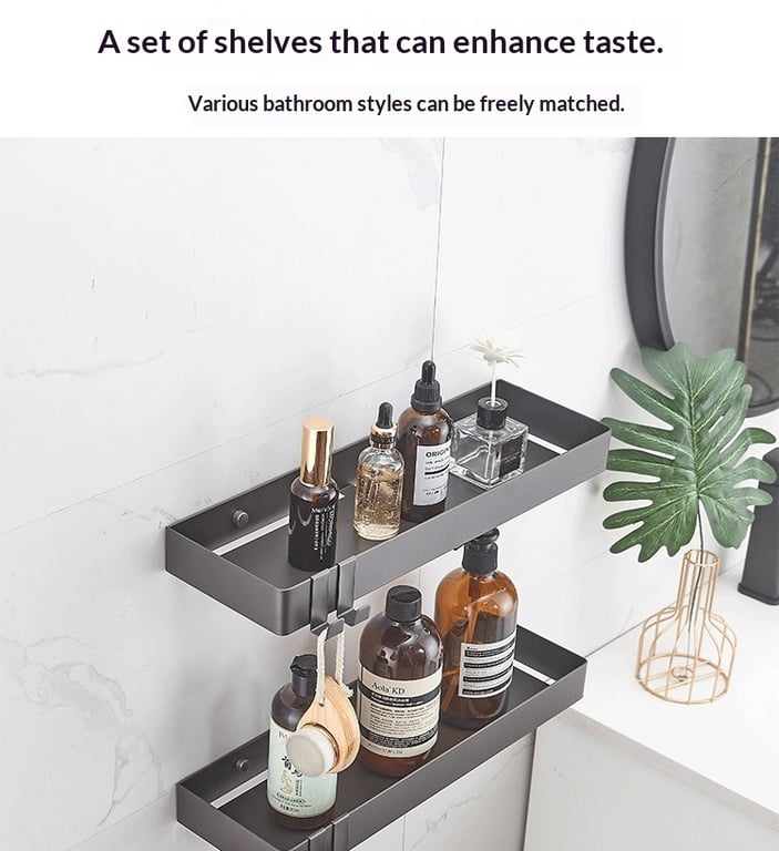 304 Stainless Steel Bathroom Mirror Storage Rack | Modern Shelf thumbnail 9
