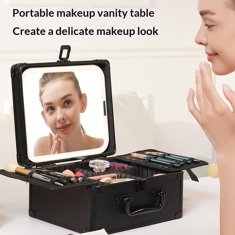 Large-Capacity Cosmetic Case with Magnetic Lighting and Mirror Storage thumbnail 12