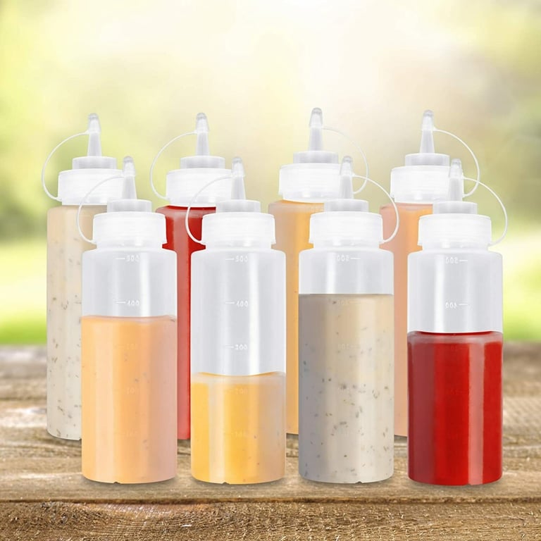 8 Pack Plastic Squeeze Bottles 500ml | Food-Grade Condiment Dispensers thumbnail 5