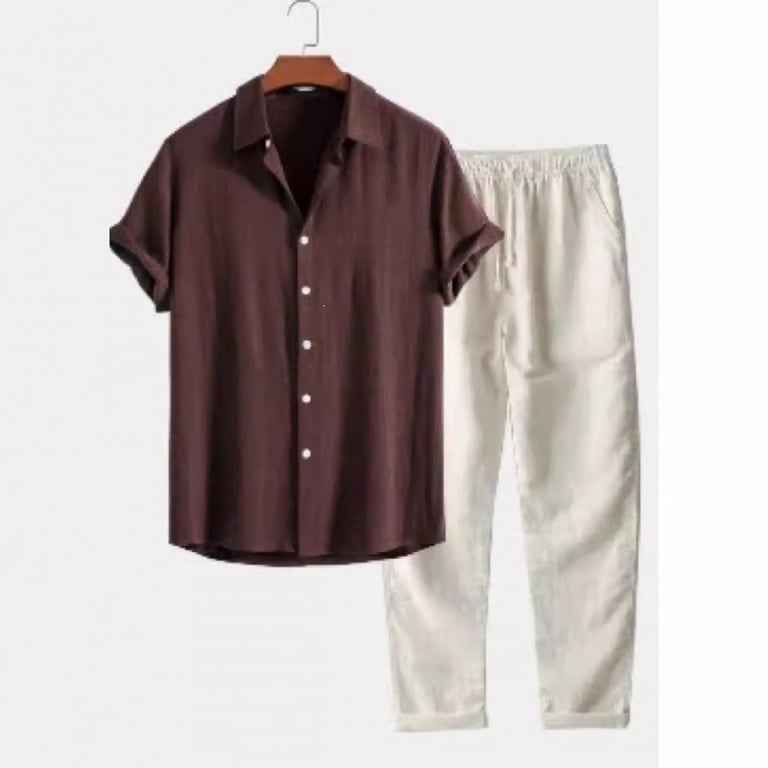 Casual Loose-fit Beach Set | Four-way Stretch Short-sleeve Shirt & Shorts