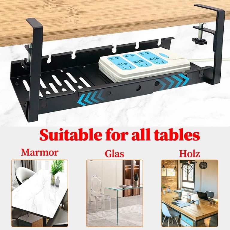Tidy Cord Line Basket Rack Under Desk Cable Management Tray Hide Wire Organizer thumbnail 3