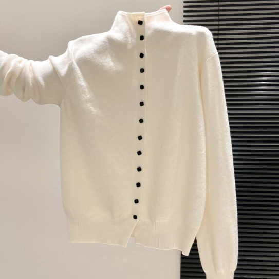 Women's Stand-Collar Knitted Cardigan | Thickened Loose-Fit Sweater thumbnail 1