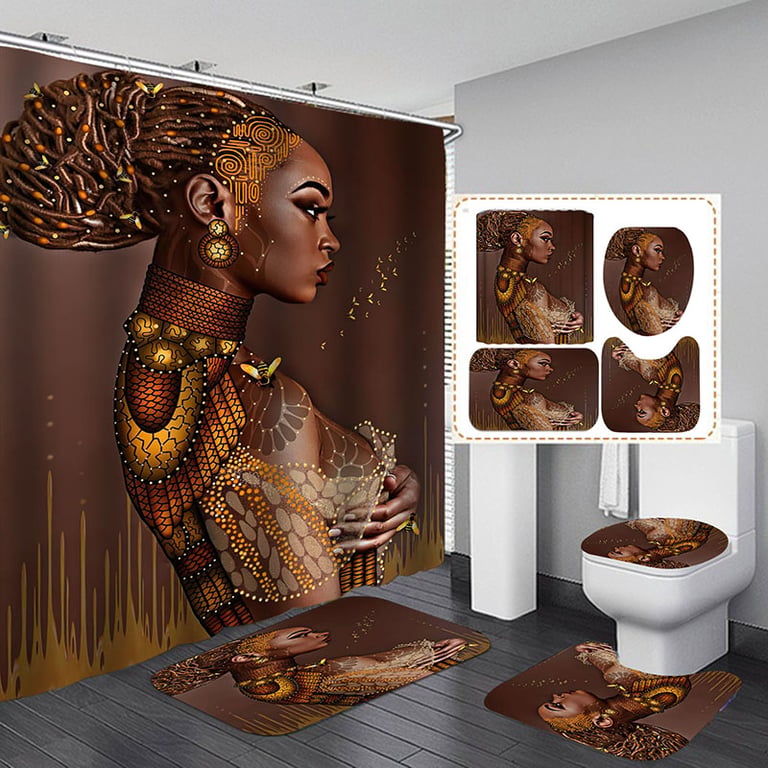 Artistic Shower Curtain 4-Piece Set with Bath Mats | Captain Fam thumbnail 17
