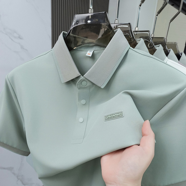 Seamless Ice Silk Men's Short-Sleeve Polo | Breathable Home & Kitchen Comfort thumbnail 15