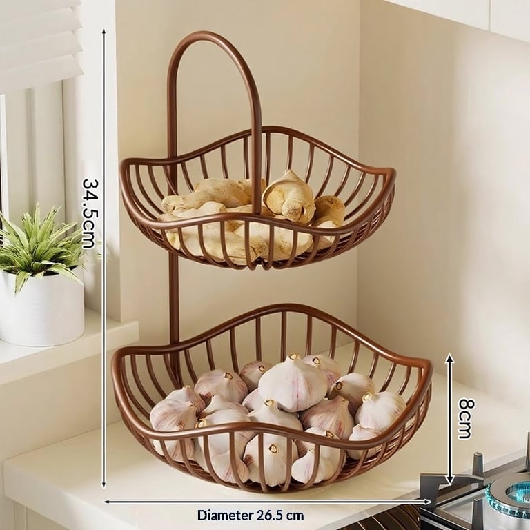 Kitchen Onion Ginger Garlic Basket Double-Layer Fruit Storage Rack thumbnail 3