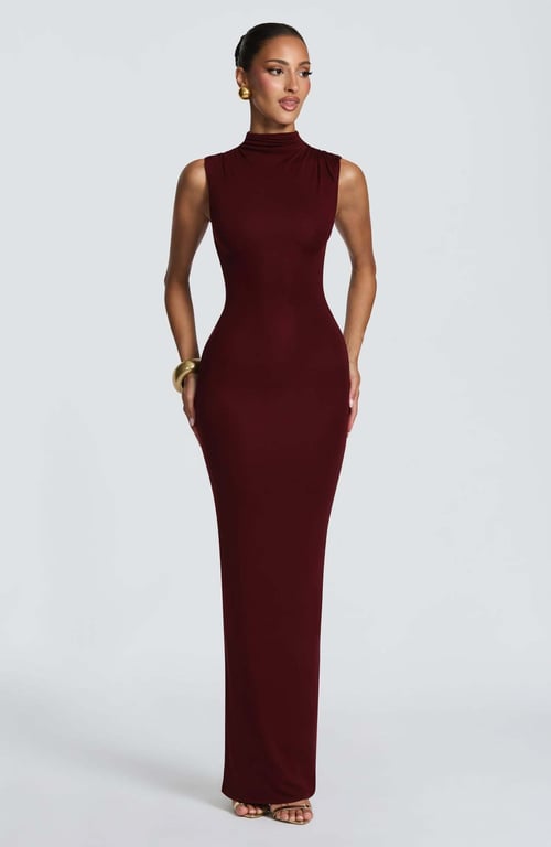 Women's Solid-Color Turtleneck Sleeveless Waist-Cinching Maxi Dress | Home & Kitchen thumbnail 8