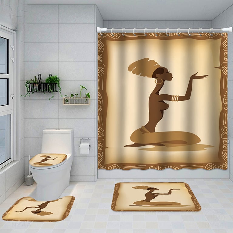 Artistic Shower Curtain 4-Piece Set with Bath Mats | Captain Fam thumbnail 5