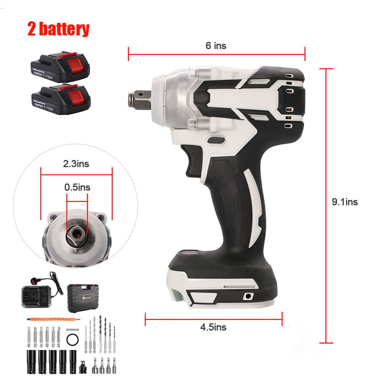1000Nm Cordless Impact Wrench Drill Gun | 2 Battery Ratchet Driver thumbnail 16